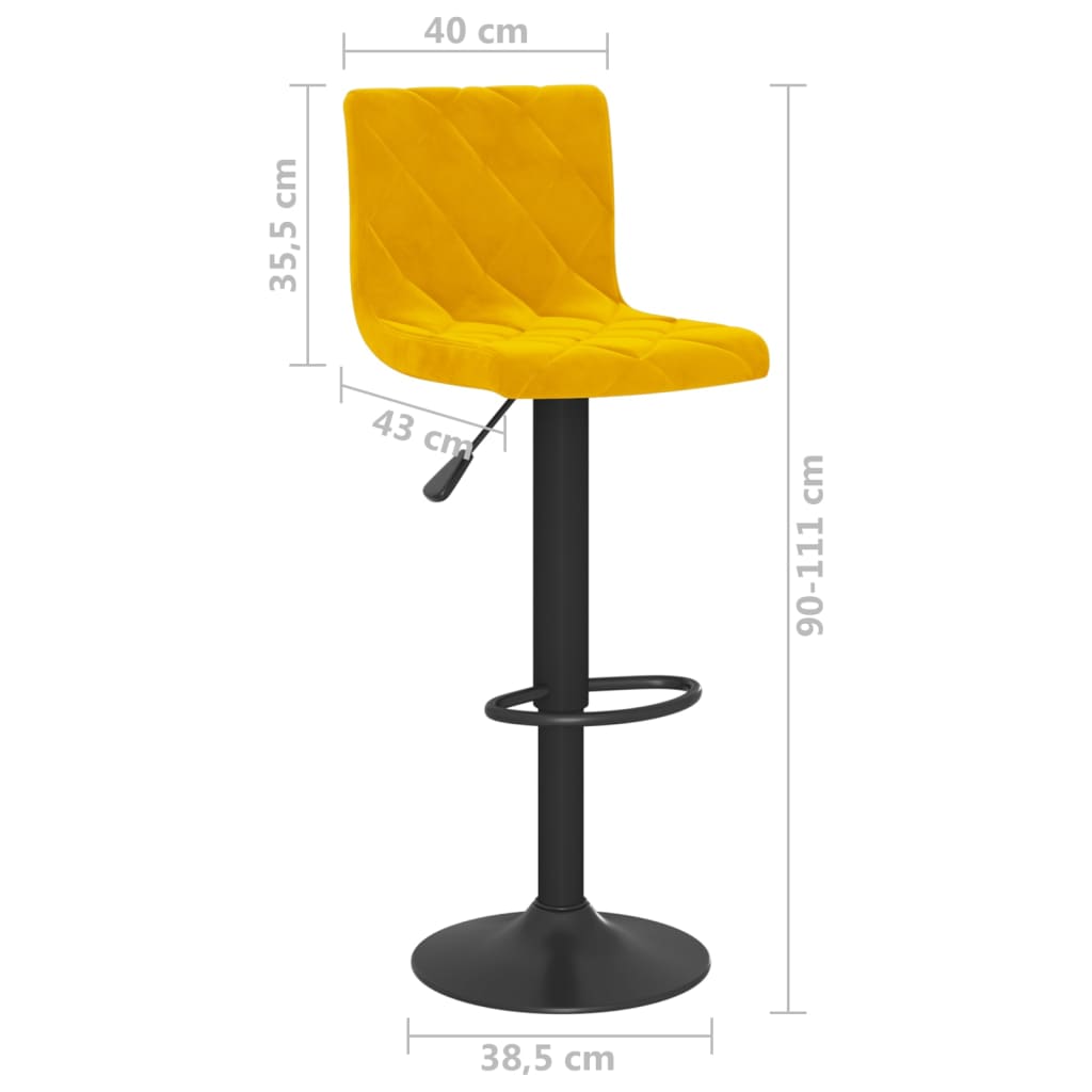 vidaXL Bar Stools 2 pcs Mustard Yellow Velvet