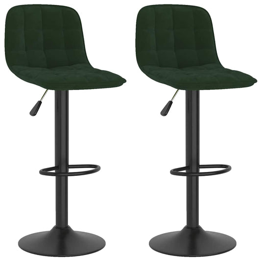 vidaXL Bar Stools 2 pcs Dark Green Velvet