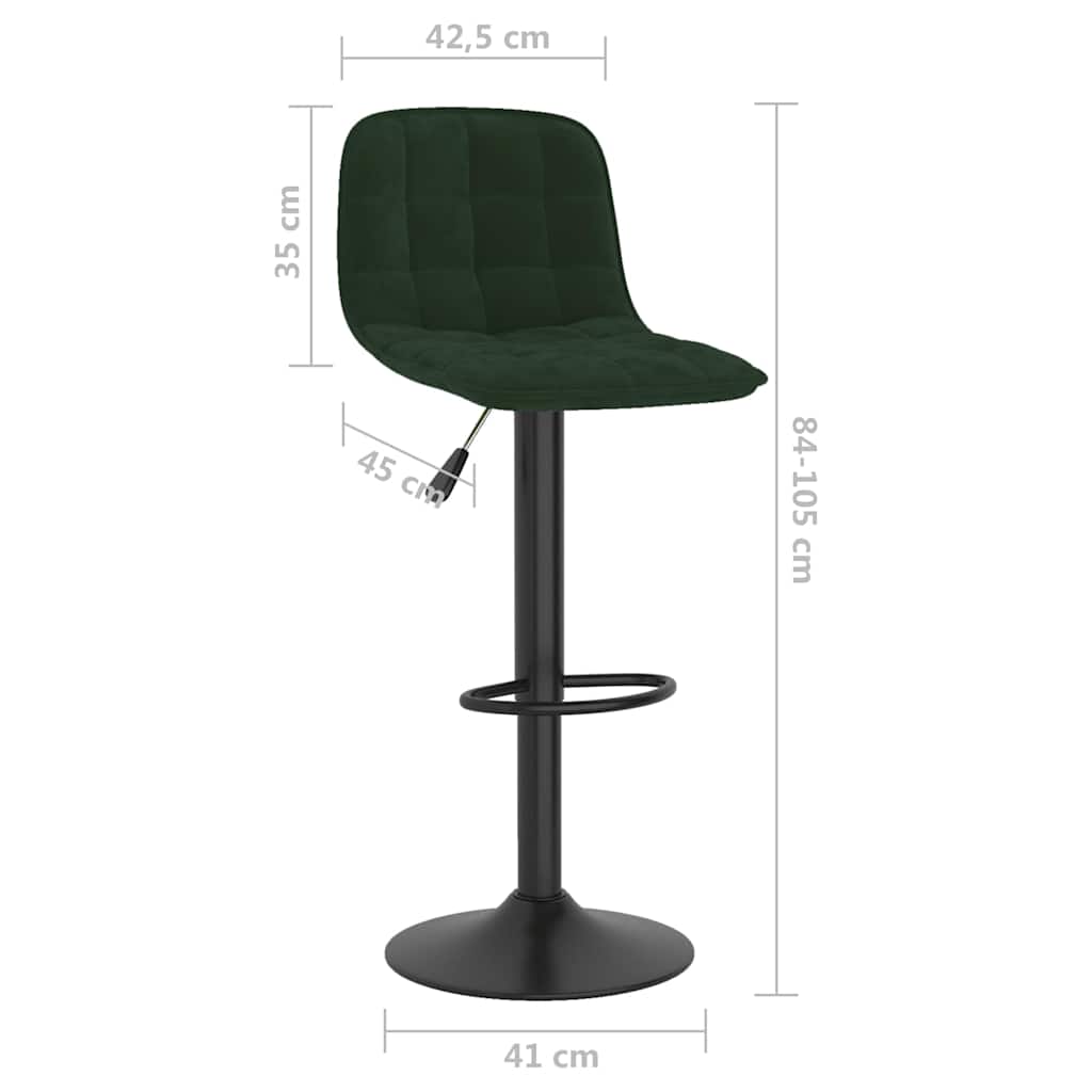 vidaXL Bar Stools 2 pcs Dark Green Velvet