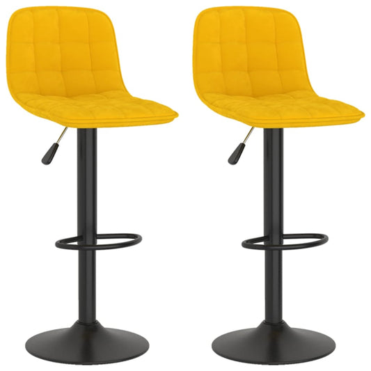 vidaXL Bar Stools 2 pcs Yellow Velvet