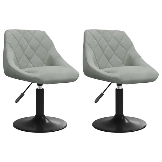vidaXL Swivel Dining Chairs 2 pcs Light Grey Velvet