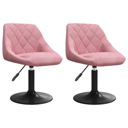 vidaXL Swivel Dining Chairs 2 pcs Pink Velvet