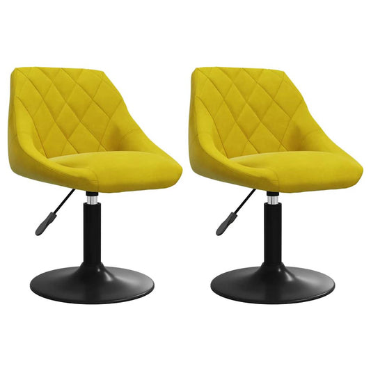 vidaXL Swivel Dining Chairs 2 pcs Mustard Yellow Velvet
