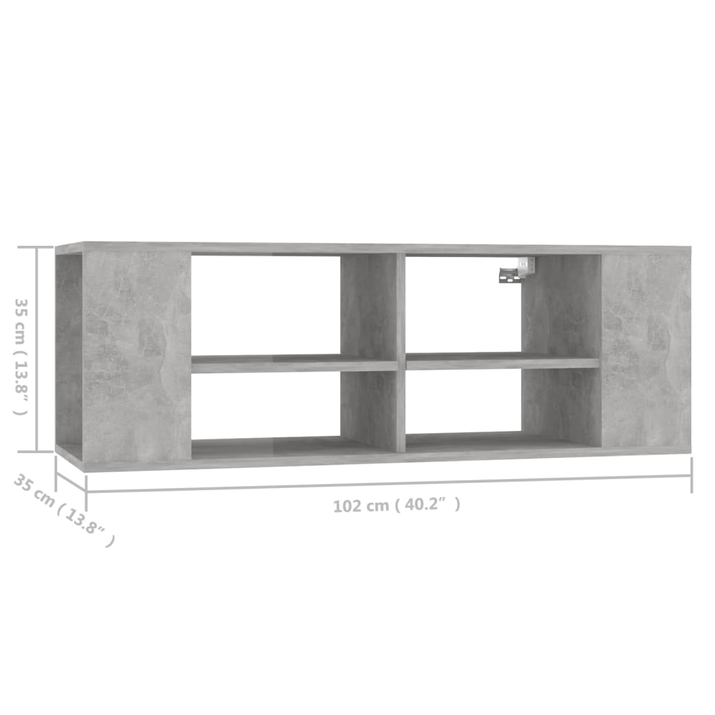 vidaXL Wall-Mounted TV Cabinet Concrete Grey 102x35x35 cm