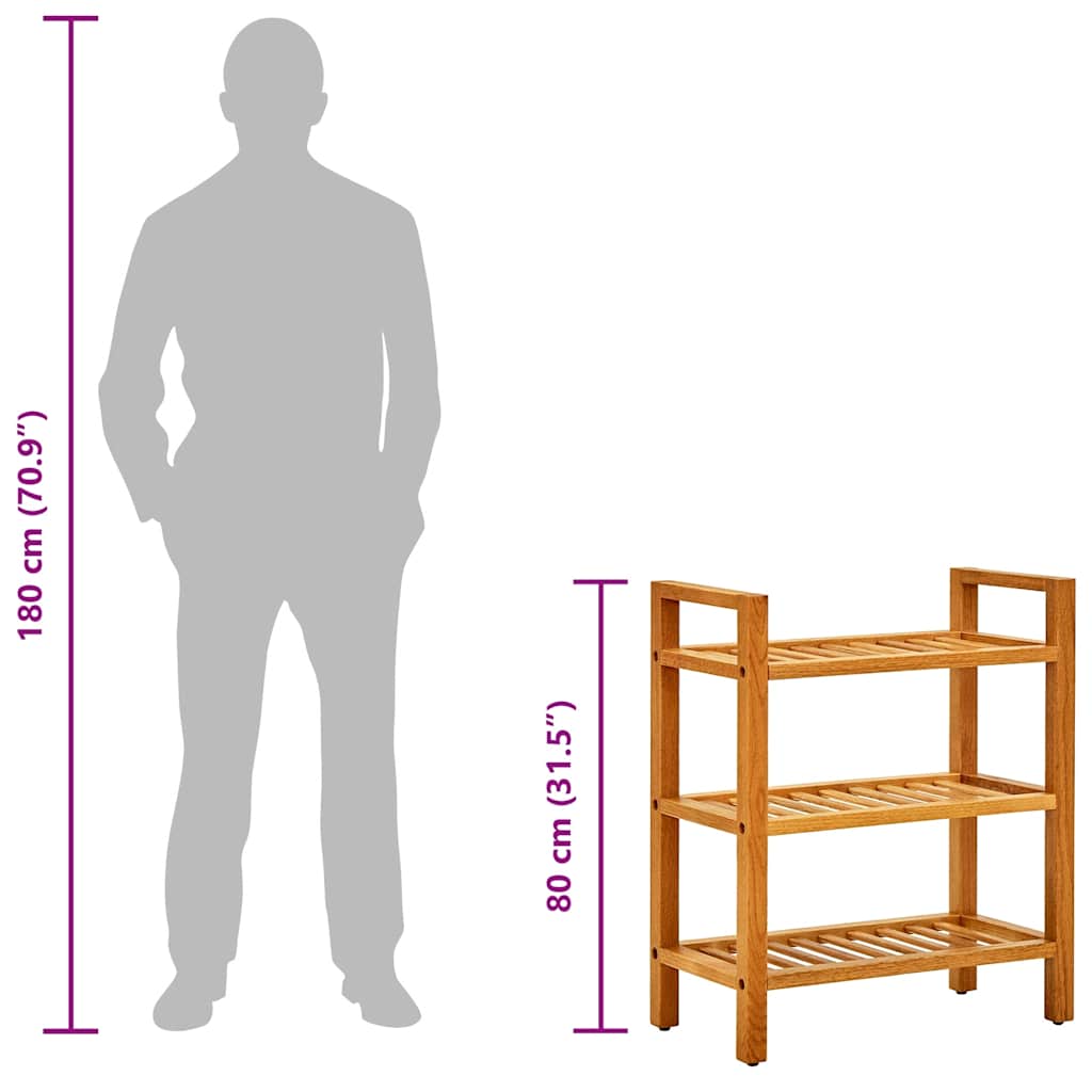 vidaXL Shoe Rack with 4 Shelves 50x27x80 cm Solid Oak Wood