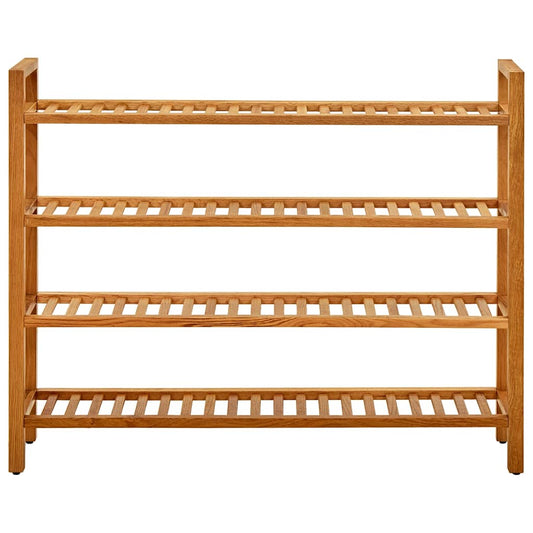 331750 vidaXL Shoe Rack with 4 Shelves 100x27x80 cm Solid Oak Wood