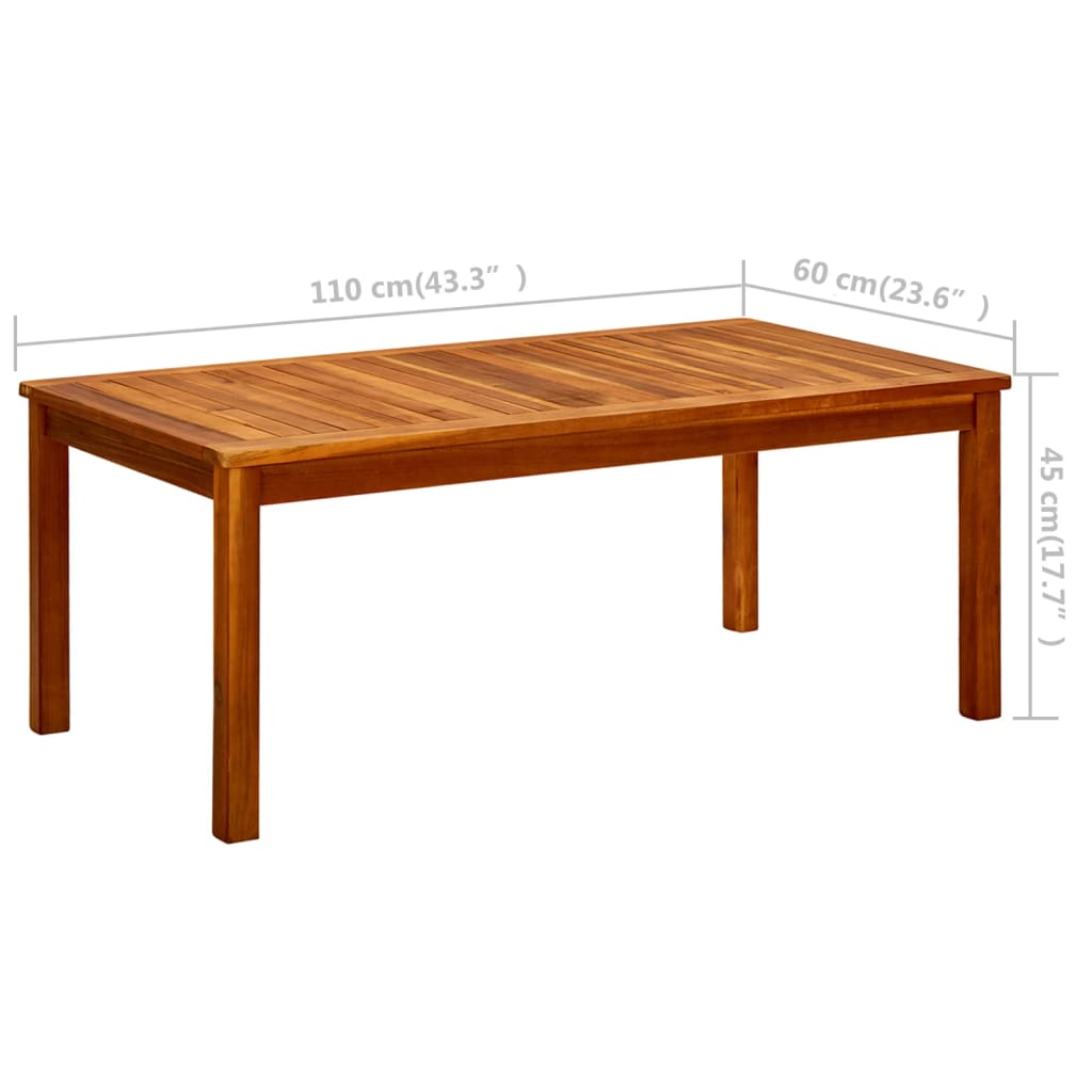 316401 vidaXL Garden Coffee Table 110x60x45 cm Solid Acacia Wood
