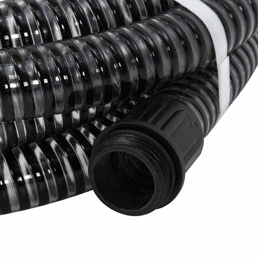 vidaXL Suction Hose with Brass Connectors Black 1.1" 7 m PVC