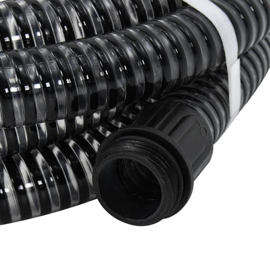 vidaXL Suction Hose with Brass Connectors Black 1.1" 10 m PVC
