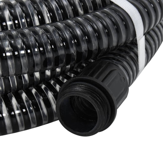 vidaXL Suction Hose with Brass Connectors Black 1.1" 20 m PVC
