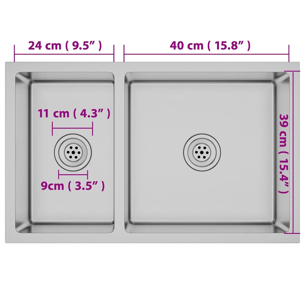 51561 vidaXL Kitchen Sink Stainless Steel