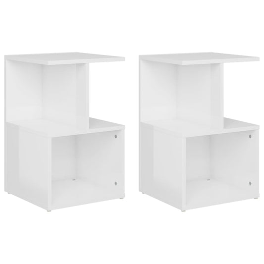 806359 vidaXL Bedside Cabinets 2 pcs High Gloss White 35x35x55 cm Engineered Wood