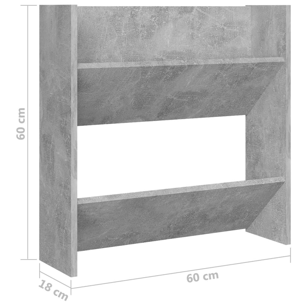 vidaXL Wall Shoe Cabinet Concrete Grey 60x18x60 cm Engineered Wood