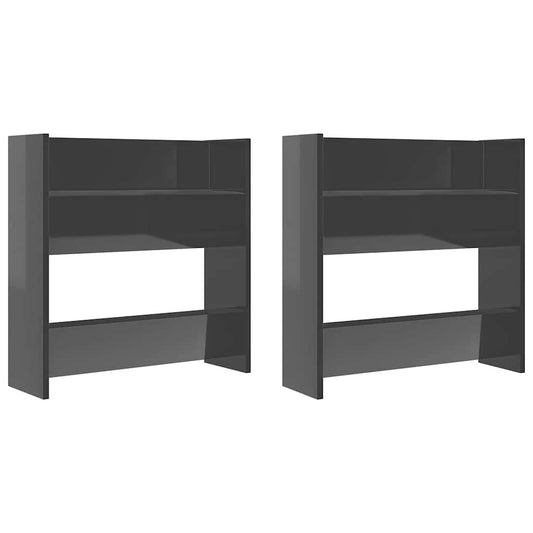 vidaXL Wall Shoe Cabinets 2 pcs High Gloss Grey 60x18x60 cm