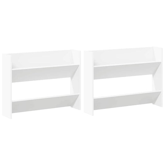 vidaXL Wall Shoe Cabinet 2 pcs White 80x18x60 cm Engineered Wood