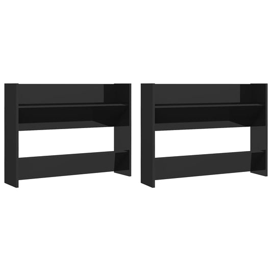 vidaXL Wall Shoe Cabinets 2 pcs High Gloss Black 80x18x60 cm Engineered Wood