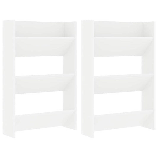 vidaXL Wall Shoe Cabinets 2 pcs White 60x18x90 cm Engineered Wood