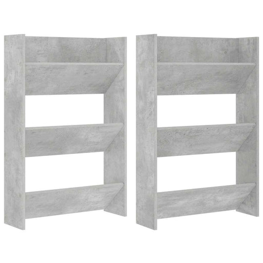vidaXL Wall Shoe Cabinets 2 pcs Concrete Grey 60x18x90 cm Engineered Wood