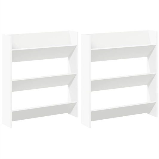 vidaXL Wall Shoe Cabinets 2 pcs White 80x18x90 cm Engineered Wood