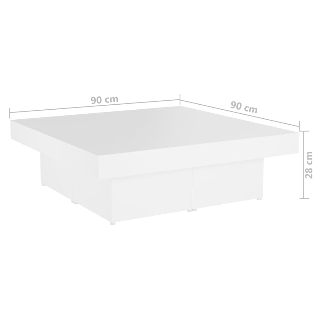 806912 vidaXL Coffee Table White 90x90x28 cm Engineered Wood
