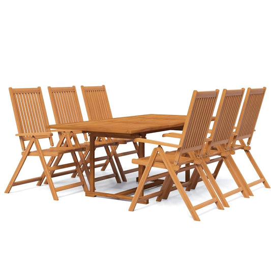 vidaXL 7 Piece Garden Dining Set Solid Wood Acacia 150-200 cm