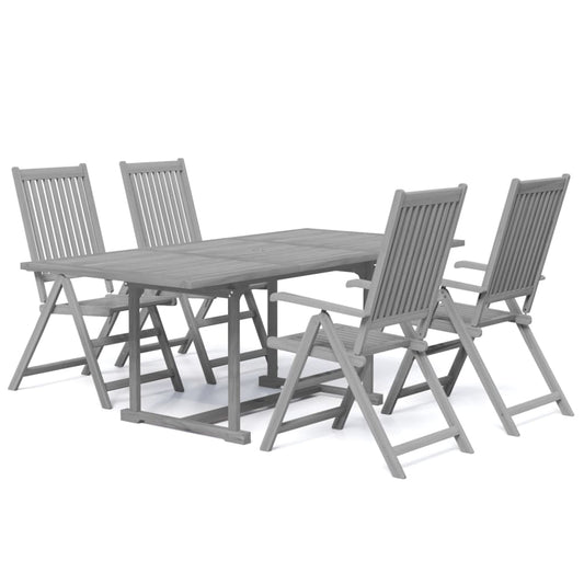 vidaXL Garden Dining Set | Grey | Solid Acacia wood | Extendable | Extendable