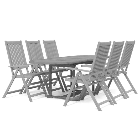 vidaXL Garden Dining Set | Grey | Solid acacia wood | Standard | Extendable
