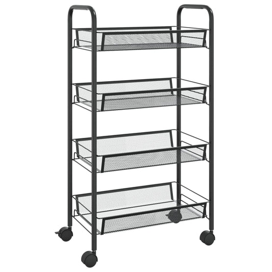 336325 vidaXL 4-Tier Kitchen Trolley Black 46x26x85 cm Iron