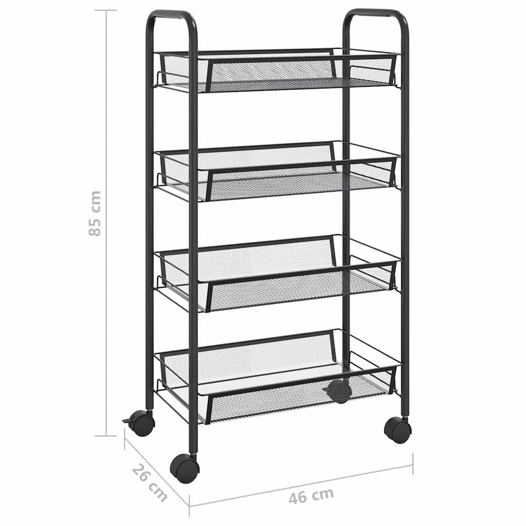 336325 vidaXL 4-Tier Kitchen Trolley Black 46x26x85 cm Iron