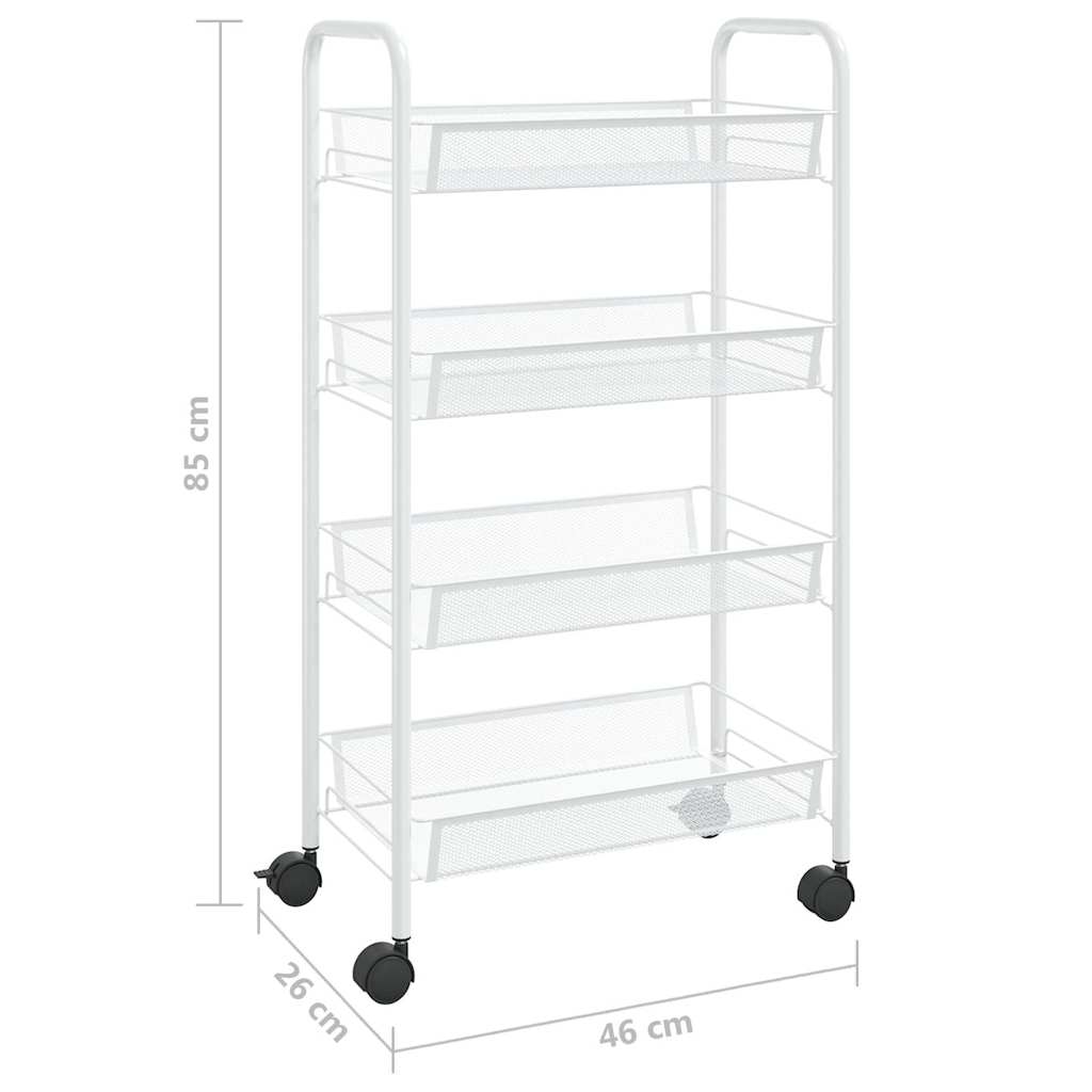 336326 vidaXL 4-Tier Kitchen Trolley White 46x26x85 cm Iron