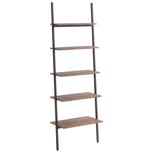 vidaXL 5-Tier Leaning Shelf Dark Brown and Black 64x34x185,5 cm
