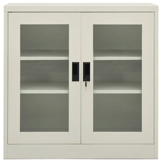 vidaXL Office Cabinet | Light grey | Steel, tempered glass | Standard