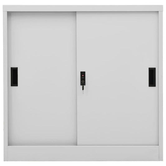 vidaXL Office Cabinet with Sliding Door Light Grey 90x40x90 cm Steel