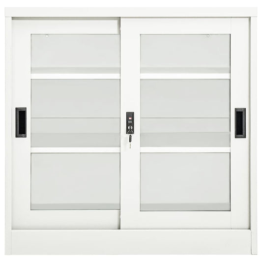 vidaXL Sliding Door Cabinet | White | Steel | Medium | Locks