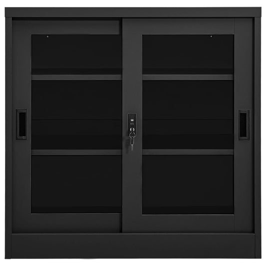 vidaXL Sliding Door Cabinet | Anthracite | Steel, tempered glass