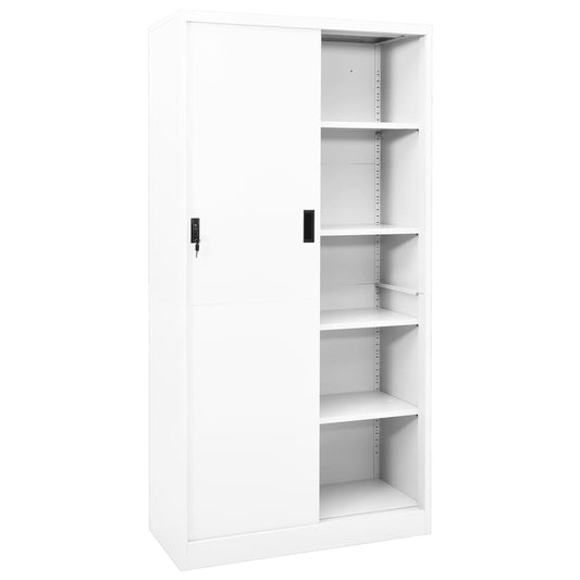 335958 vidaXL Office Cabinet with Sliding Door White 90x40x180 cm Steel