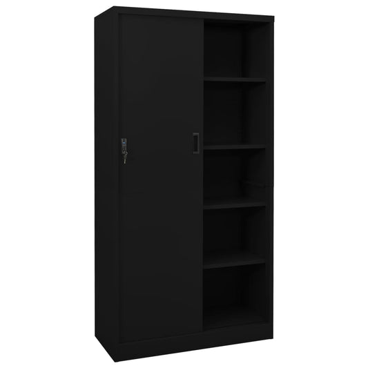 vidaXL Office Cabinet | Black | Steel | Large | Height-Adjustable Shelves