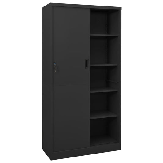 335961 vidaXL Office Cabinet with Sliding Door Anthracite 90x40x180 cm Steel