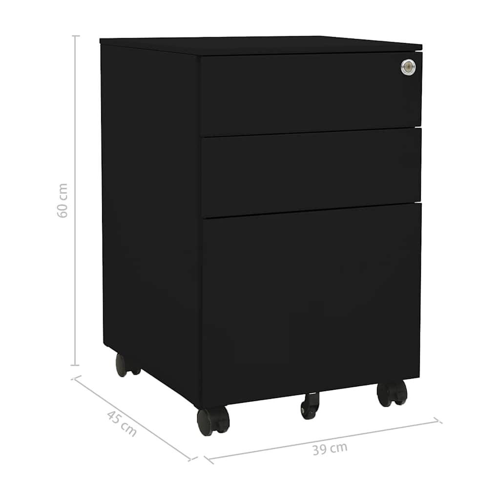 vidaXL File Cabinet | Black | Steel | Medium | Filing Cabinet | Rectangular