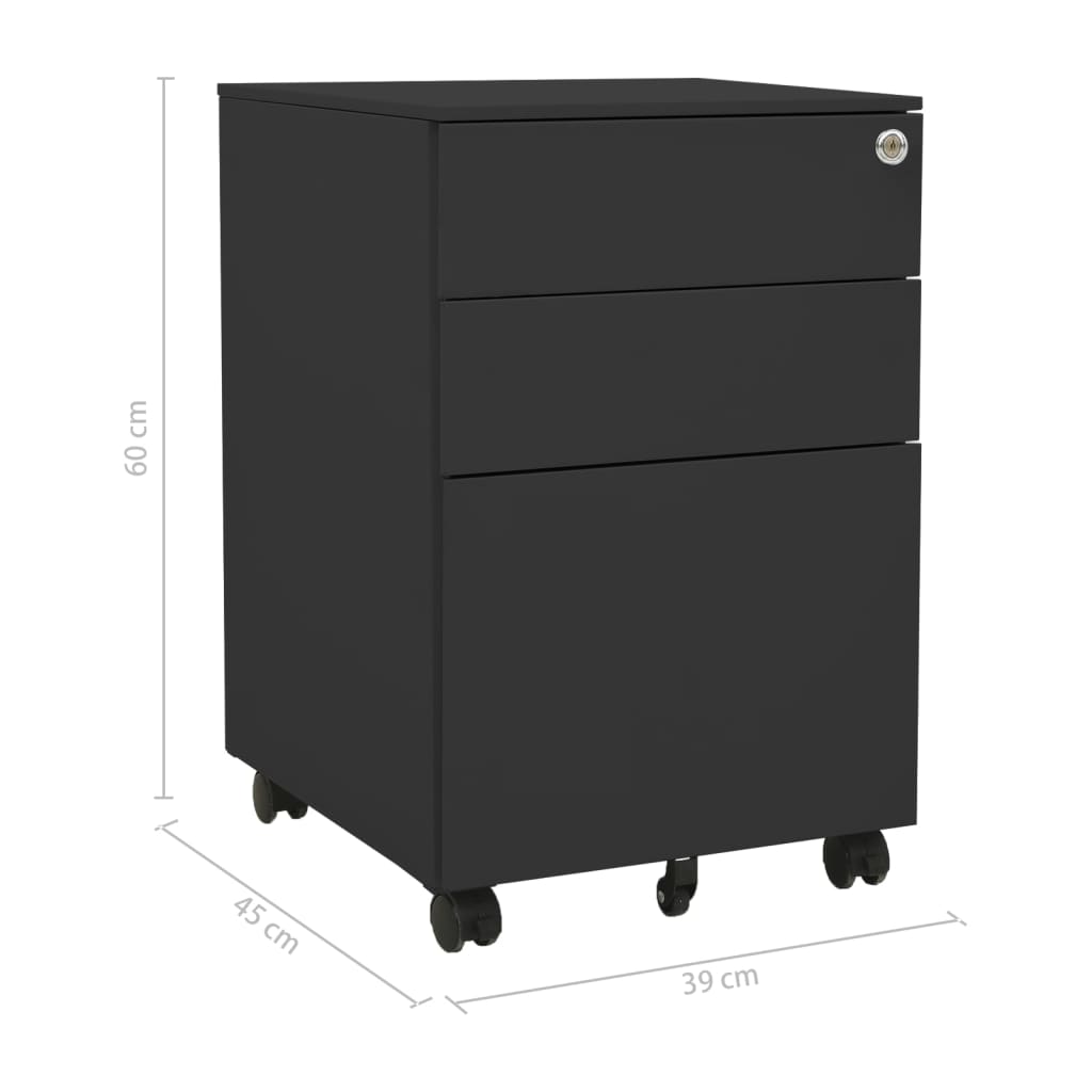 vidaXL Mobile File Cabinet Anthracite 39x45x60 cm Steel