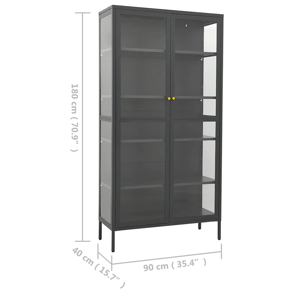 vidaXL Display Cabinet Anthracite 90x40x180cm Steel and Tempered Glass