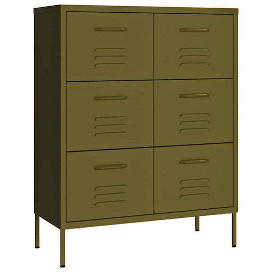 336144 vidaXL Drawer Cabinet Olive Green 80x35x101,5 cm Steel
