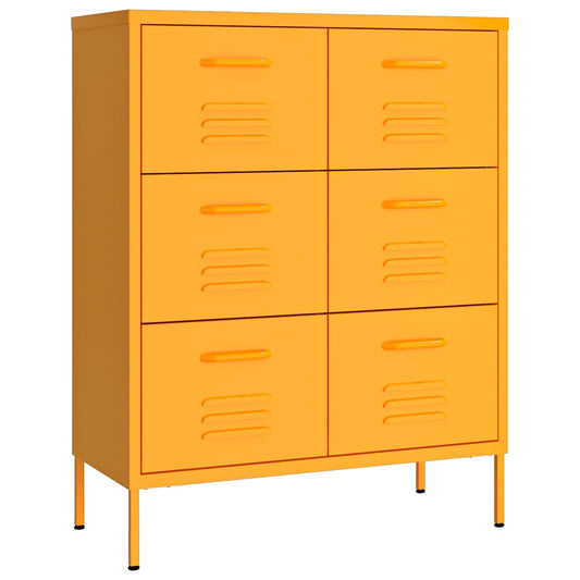 336146 vidaXL Drawer Cabinet Mustard Yellow 80x35x101,5 cm Steel