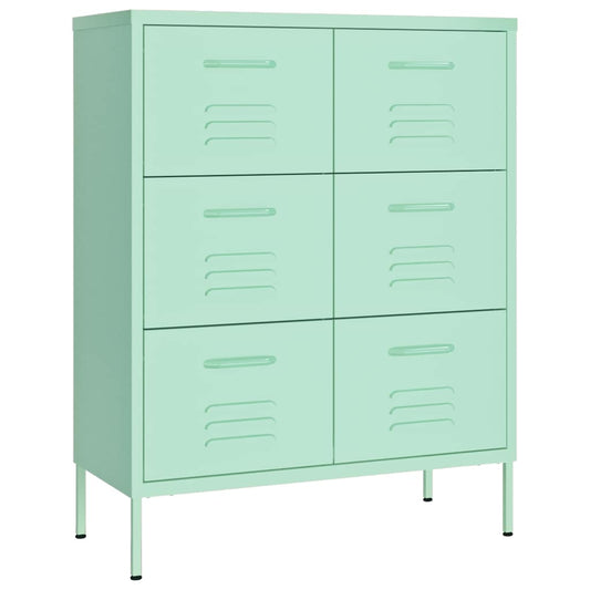 336149 vidaXL Drawer Cabinet Mint 80x35x101,5 cm Steel