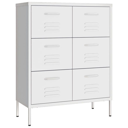 336152 vidaXL Drawer Cabinet White 80x35x101,5 cm Steel