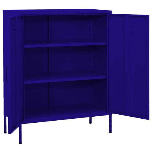 vidaXL Storage Cabinet | Navy Blue | Steel | Medium | Height-Adjustable Shelves