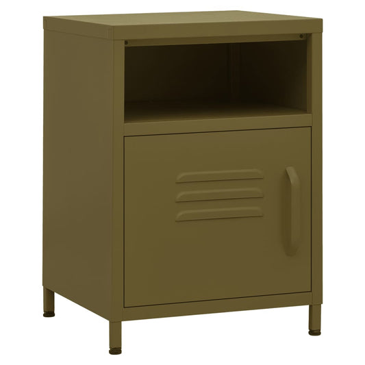 vidaXL Nightstand Olive Green 35x35x51 cm Steel