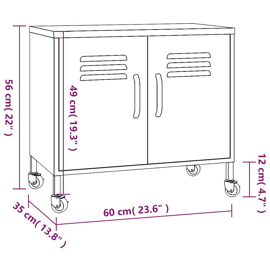 336261 vidaXL Storage Cabinet Olive Green 60x35x56 cm Steel