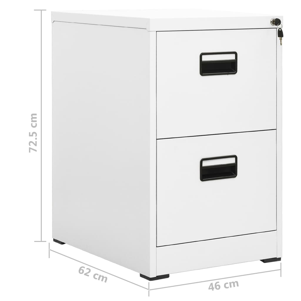 vidaXL Filing Cabinet | White | Steel | Medium | Drawers | Filing Cabinet
