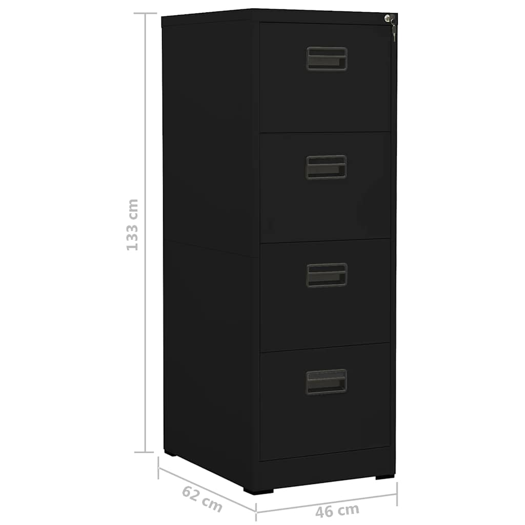 vidaXL Filing Cabinet | Black | Steel | Large | Filing Cabinet | Rectangular